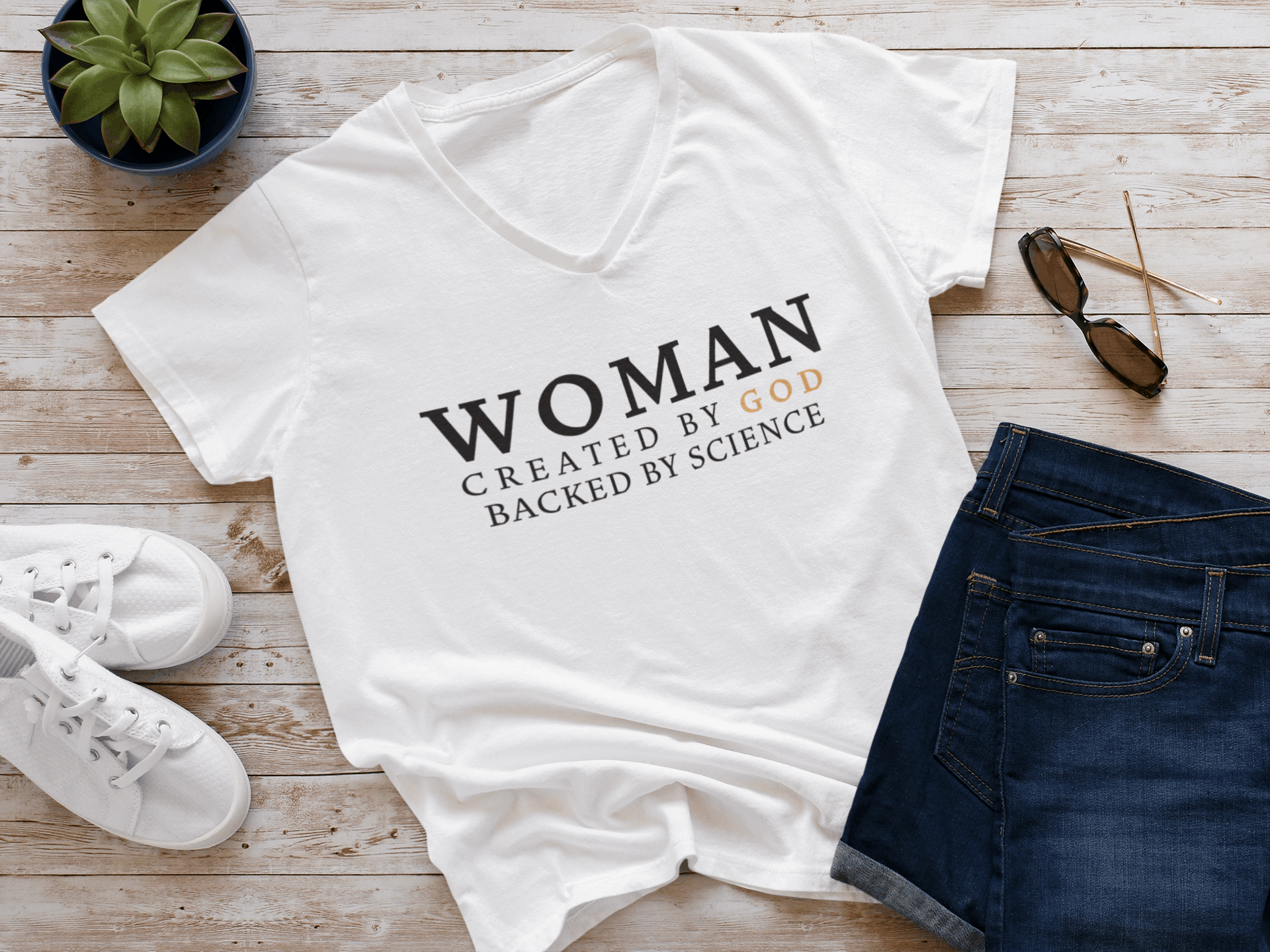 Women's T-Shirt - Created by God (Front)